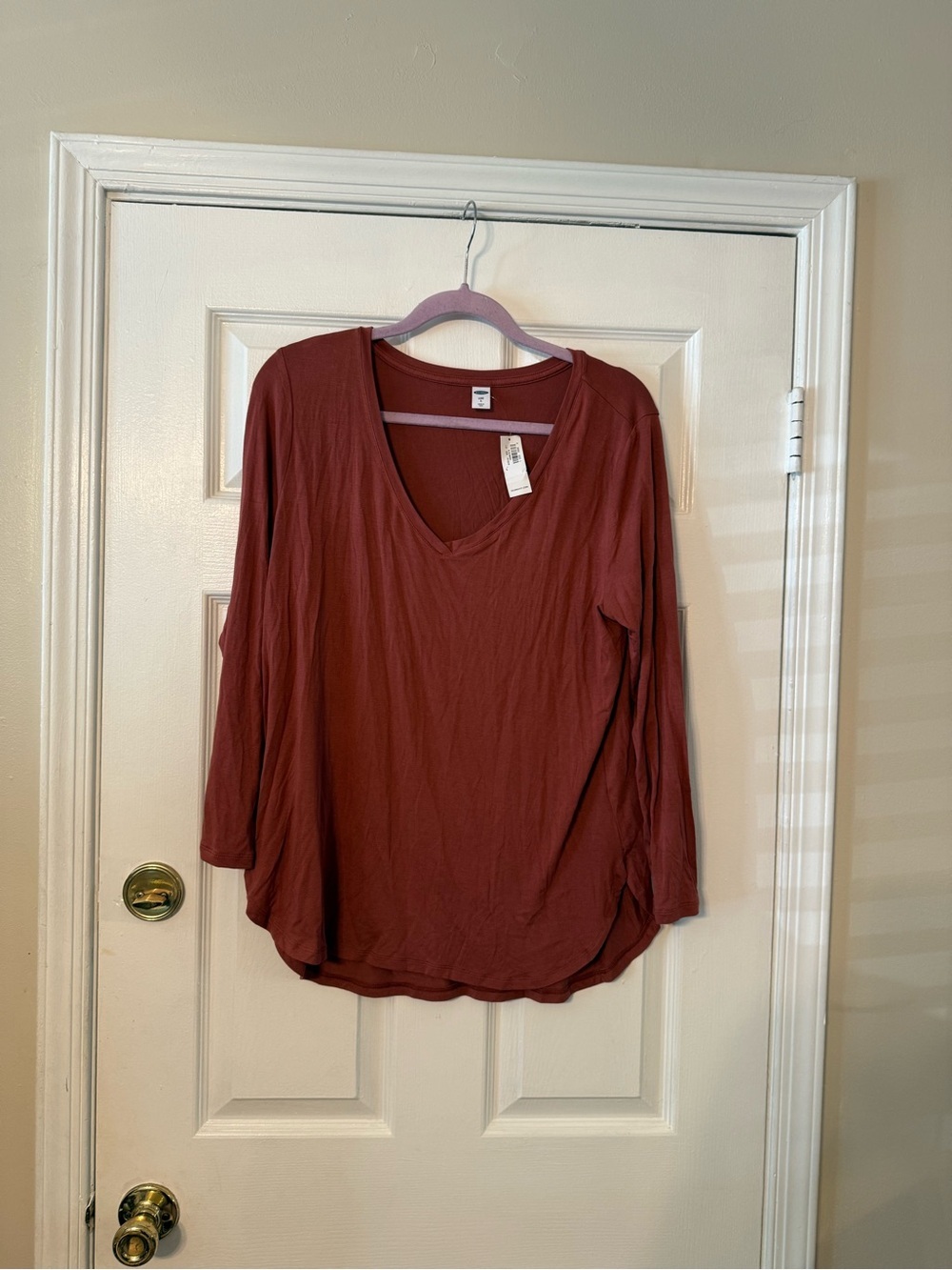 Old Navy Long-Sleeve V-Neck Top - Rusty Brick